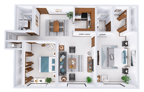 a floor plan of a house with bedrooms and a living room
